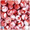 BeadTin Red Marbled 16mm Round Plastic Craft Beads (25pcs)